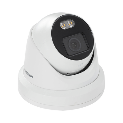 HIKVISION - Turret IP 4 Megapixel / Imagen a color 24/7 / Lente 4 mm / Luz Blanca 30 mts / WDR 130 dB / Exterior IP67 / Micrófono Integrado / Captura Facial / Videoanaliticos (Filtro de Falsas Alarmas) / MicroSD