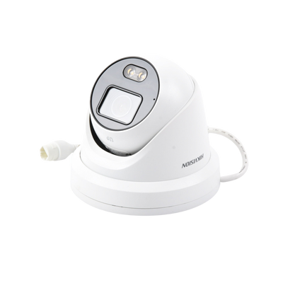HIKVISION - Turret IP 4 Megapixel / Imagen a Color 24/7 / Lente 4 mm / Luz Blanca 30 mts / WDR 130 dB / Exterior IP67 / Micrófono Integrado / Captura Facial / Videoanaliticos (Filtro de Falsas Alarmas) / Metal / MicroSD