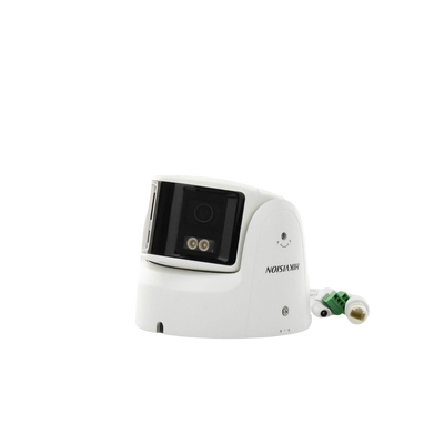 HIKVISION - [FlexVu] [PROTECCIÓN ACTIVA] Turret IP Panorámica 4 Megapíxel / 2 Lentes 2.8 mm (180°) / Imagen a Color 24/7 (ColorVu) / PoE / WDR 130° / IP67 / ACUSENSE / Luz Estroboscópica y Alarma Audible / 30 mts Luz Blanca / Mic