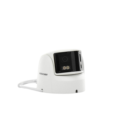 HIKVISION - [FlexVu] [PROTECCIÓN ACTIVA] Turret IP Panorámica 4 Megapíxel / 2 Lentes 2.8 mm (180°) / Imagen a Color 24/7 (ColorVu) / PoE / WDR 130° / IP67 / ACUSENSE / Luz Estroboscópica y Alarma Audible / 30 mts Luz Blanca / Mic