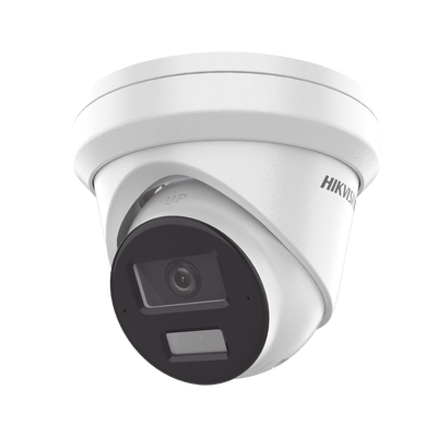 HIKVISION - [Dual Light + 2 Micrófonos Integrados] Turret IP 6 Megapixel / Lente 2.8 mm / 30 mts Luz Blanca + 30 mts IR / ACUSENSE / Exterior IP67 / WDR 120 dB / PoE / ONVIF / Micro SD / Metal / ACUSEARCH