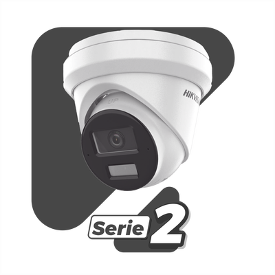 HIKVISION - [Dual Light + 2 Micrófonos Integrados] Turret IP 8 Megapixel (4K) / Lente 2.8 mm / 30 mts Luz Blanca + 30 mts IR / ACUSENSE / Exterior IP67 / WDR 120 dB / PoE / ONVIF / Micro SD / Metal / ACUSEARCH