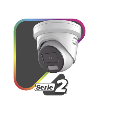 HIKVISION - [Dual Light + ColorVu] Turret IP 8 Megapixel /  Lente 2.8 mm / 40 mts IR + 40 mts Luz Blanca / Exterior IP67 / Luz Intermitente y Alerta de Audio / Micrófono Integrado / Videoanaliticos (Filtro de Falsas Alarmas) / ACUSEARCH
