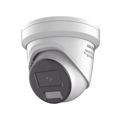 HIKVISION - [Dual Light + ColorVu] Turret IP 8 Megapixel /  Lente 2.8 mm / 40 mts IR + 40 mts Luz Blanca / Exterior IP67 / Luz Intermitente y Alerta de Audio / Micrófono Integrado / Videoanaliticos (Filtro de Falsas Alarmas) / ACUSEARCH