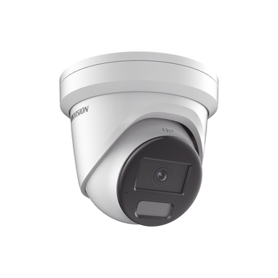 HIKVISION - [Dual Light + ColorVu] Turret IP 8 Megapixel / Lente 2.8 mm / 40 mts IR + 40 mts Luz Blanca /  Microfono Integrado / Exterior IP67 /   WDR 130 dB / Videoanaliticos (Filtro de Falsas Alarmas) / Captura Facial / ACUSEARCH