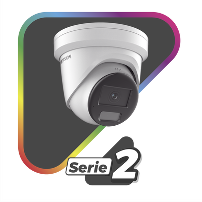 HIKVISION - [Dual Light + ColorVu] Turret IP 8 Megapixel / Lente 2.8 mm / 40 mts IR + 40 mts Luz Blanca /  Microfono Integrado / Exterior IP67 /   WDR 130 dB / Videoanaliticos (Filtro de Falsas Alarmas) / Captura Facial / ACUSEARCH