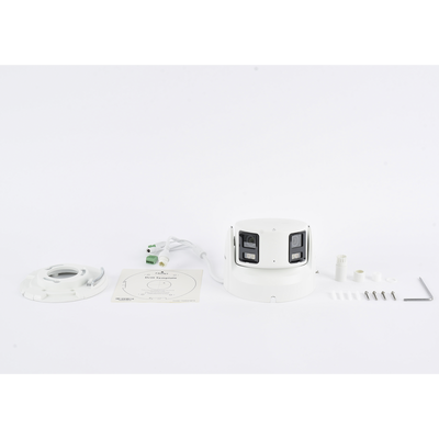 HIKVISION - [PROTECCIÓN ACTIVA] Turret IP Panorámica 8 Megapíxel / 2 Lentes 4 mm (180°) / Imagen a Color 24/7 (ColorVu) / PoE / WDR 130° / IP67 / ACUSENSE / Luz Estroboscópica y Alarma Audible / 30 mts Luz Blanca / Micro SD