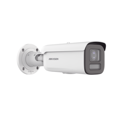 HIKVISION - [Dual Light + ColorVu] Bala IP 4 Megapixel / Lente 2.8 - 12 mm /60 mts IR + 60 mts Luz Blanca / WDR 130 dB / Exterior IP67 / Captura Facial / Videoanaliticos (Filtro de Falsas Alarmas) / MicroSD / ACUSEARCH