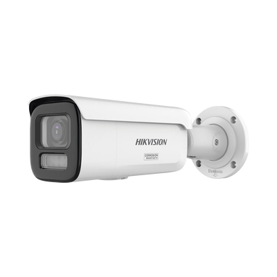 HIKVISION - [Dual Light + ColorVu 3.0 + HikAI] Bala IP 6 Megapixel / Lente Mot. 2.8 a 12 mm / 60 mts IR + Luz Blanca / Exterior IP67 / WDR 130 dB / ACUSENSE 3.0 / Metal / NEMA 4X / ACUSEARCH