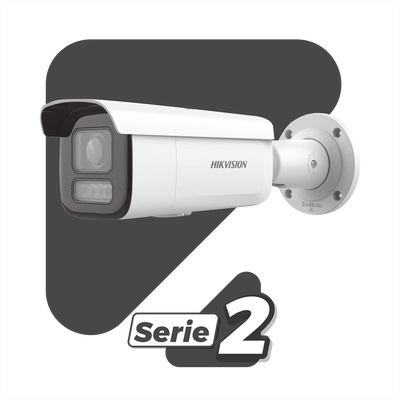 HIKVISION - [Dual Light + 2 Micrófonos Integrados]  Bala IP 8 Megapixel (4K) / Lente Motorizado 2.8-12 mm / 60 m Luz Blanca + 60 m IR / AcuSense / Exterior IP67 / IK10 / WDR 120 dB / PoE 802.3at / ONVIF / Alarmas I/O / Micro SD / ACUSEARCH