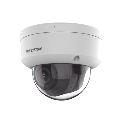 HIKVISION - [Dual Light + 2 Micrófonos Integrados] Domo IP 2 Megapixel / Lente Mot.  2.8 A 12 mm / 40 mts Luz Blanca + 40 mts IR) / ACUSENSE / Exterior IP67 / IK10 / WDR 120 dB / PoE / ONVIF / Alarmas I/O / Micro SD / Metal / ACUSEARCH