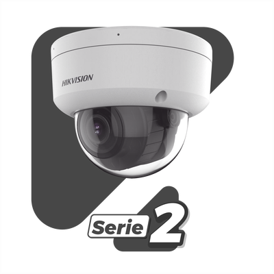 HIKVISION - [Dual Light + 2 Micrófonos Integrados] Domo IP 6  Megapixel / Lente Mot. 2.8 a 12 mm / 40 mts Luz Blanca + 40 mts IR / ACUSENSE / Exterior IP67 / IK10 / WDR 120 dB / PoE / ONVIF / Alarmas I/O / Micro SD / Metal / ACUSEARCH
