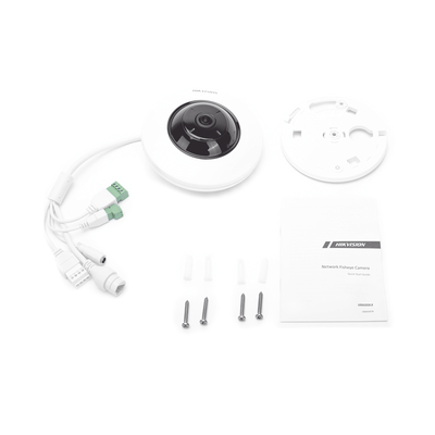 HIKVISION - Mini Fisheye IP 5 Megapixel / Panorámica 180° - 360° / Microfono Integrado / 8 mts IR / Uso en Interior / PoE / Múltiples Vistas por iVMS-4200 / Alarmas I/O / Micro SD
