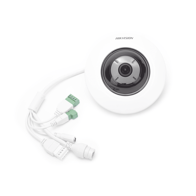 HIKVISION - Mini Fisheye IP 5 Megapixel / Panorámica 180° - 360° / Microfono Integrado / 8 mts IR / Uso en Interior / PoE / Múltiples Vistas por iVMS-4200 / Alarmas I/O / Micro SD