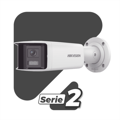 HIKVISION - [FlexVu] [PROTECCIÓN ACTIVA] Bala IP 4 Megapixel / 2 Lentes de Lente 2.8 mm (Imagen Panorámica 180°) / 40 mts IR / Exterior IP67 / Luz Intermitente y Alerta de Audio / Audio Bidireccional / ACUSENSE / WDR 120 dB / Micro SD
