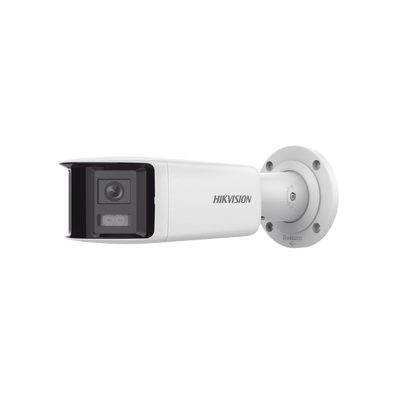 HIKVISION - [FlexVu] [PROTECCIÓN ACTIVA] Bala IP 4 Megapixel / 2 Lentes de Lente 2.8 mm (Imagen Panorámica 180°) / 40 mts IR / Exterior IP67 / Luz Intermitente y Alerta de Audio / Audio Bidireccional / ACUSENSE / WDR 120 dB / Micro SD