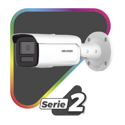 HIKVISION - [Dual Light + ColorVu] Bala IP 4 Megapixel / Lente 4 mm / 60 mts IR + 60 mts Luz Blanca / Exterior IP67 /   WDR 130 dB / Videoanaliticos (Filtro de Falsas Alarmas) / Captura Facial / ACUSEARCH