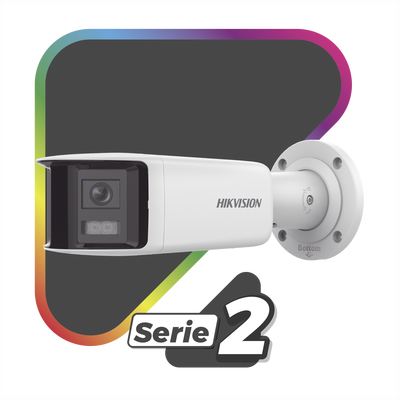 HIKVISION - [FlexVu] [PROTECCIÓN ACTIVA] Bala IP Panorámica 4 Megapixel / 2 Lentes 2.8 mm (180°) / Imagen a Color 24/7 (ColorVu) / PoE / WDR 130° / IP67 / ACUSENSE / Luz Estroboscópica y Alarma Audible / 40 mts Luz Blanca / Micro SD
