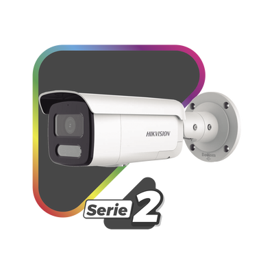 HIKVISION - [Dual Light + ColorVu] Bala IP 8 Megapixel / Lente 4 mm / 60 mts IR + 60 mts Luz Blanca / Exterior IP67 / Luz Intermitente y Alerta de Audio / Micrófono Integrado / Videoanaliticos (Filtro de Falsas Alarmas)  / ACUSEARCH