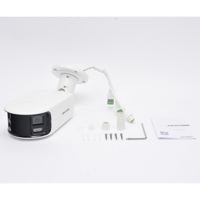 HIKVISION - [FlexVu] [PROTECCIÓN ACTIVA] Bala IP Panorámica 8 Megapixel (4K) / 2 Lentes 4 mm (180°) / Imagen a Color 24/7 (ColorVu) / PoE / WDR 130° / IP67 / ACUSENSE / Luz Estroboscópica y Alarma Audible / 40 mts Luz Blanca / Micro SD
