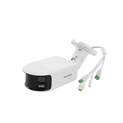 HIKVISION - [FlexVu] [PROTECCIÓN ACTIVA] Bala IP Panorámica 8 Megapixel (4K) / 2 Lentes 4 mm (180°) / Imagen a Color 24/7 (ColorVu) / PoE / WDR 130° / IP67 / ACUSENSE / Luz Estroboscópica y Alarma Audible / 40 mts Luz Blanca / Micro SD