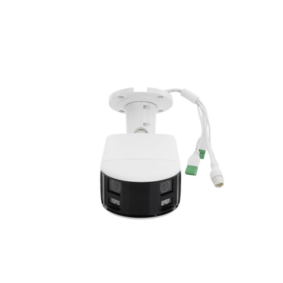 HIKVISION - [FlexVu] [PROTECCIÓN ACTIVA] Bala IP Panorámica 8 Megapixel (4K) / 2 Lentes 4 mm (180°) / Imagen a Color 24/7 (ColorVu) / PoE / WDR 130° / IP67 / ACUSENSE / Luz Estroboscópica y Alarma Audible / 40 mts Luz Blanca / Micro SD
