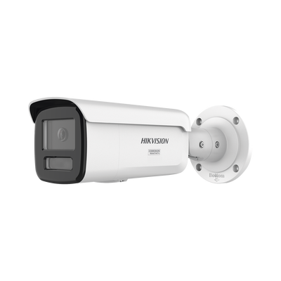 HIKVISION - [Dual Light + ColorVu 3.0 + HikAI] Bala IP 8 Megapixel / Lente 4 mm / 60 mts IR + Luz Blanca / Exterior IP67 / Estrobo Azul y Rojo / WDR 130 dB / ACUSENSE 3.0 / Metal / NEMA 4X / ACUSEEK