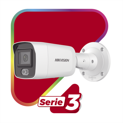 HIKVISION - Bala IP 4 Megapixel / Imagen a Color 24/7 (ColorVu) / Lente 2.8 mm / Luz Blanca 40 mts / Exterior IP67 / WDR 130 dB / Audio y Alarma I/O / Captura Facial / ONVIF / Micro SD