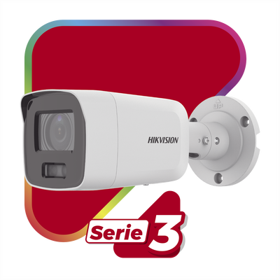 HIKVISION - Bala IP 8 Megapixel (4K) / Imagen a Color 24/7 / Lente 2.8 mm / Luz Blanca 40 mts / Exterior IP67 / WDR 130 dB / Entrada y Salida de Audio y Alarma / Captura Facial / ONVIF / Micro SD / Micrófono Integrado