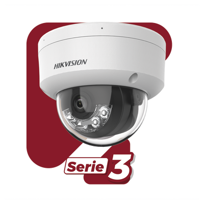 HIKVISION - [Dual Light] Domo IP 4 Megapixel / Lente 2.8 mm / 30 mts IR + 30 mts Luz Blanca / Micrófono Integrado / Antivandálico IK08  / Exterior IP67 / H.265 / PoE / ONVIF / Micro SD