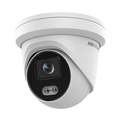 HIKVISION - Turret IP 4 Megapixel / Imagen a color 24/7 / Lente 4 mm / Luz Blanca 40 mts / Exterior IP67 / Micrófono Integrado / WDR 120 dB / Audio y Alarma / Onvif / MicroSD