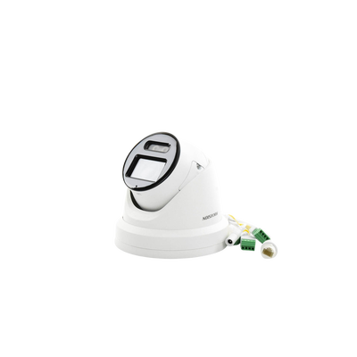 HIKVISION - Turret IP 8 Megapixel / Imagen a color 24/7 / Lente 2.8 mm / Micrófono Integrado /Luz Blanca 40 mts / Exterior IP67 / Micrófono Integrado / WDR 130 dB / Entrada y salida de Audio y Alarma / Onvif / MicroSD