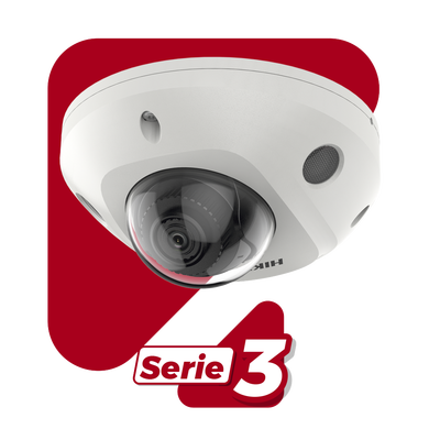HIKVISION - Mini Domo IP 4 Megapixel / Lente 2.8 mm / 30mts IR EXIR / Micrófono Integrado / Exterior IP67 / IK08 / PoE / DARKFIGHTER / Alarmas y Audio I/O / ONVIF / Micro SD / 4 Analíticos: AcuSense, Deteccion Facial, Conteo de Personas por Cruce y Zona