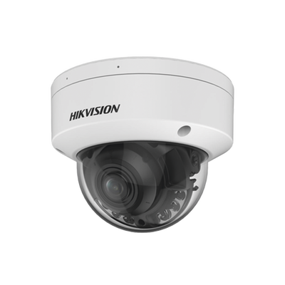 HIKVISION - Domo IP 4 Megapixel / Lente Mot. 2.7 - 13.5 mm / Dual Light (40 mts IR + 40 mts Luz Blanca ) / SSD Integrado 1 TB / 2 Micrófonos Integrados / Alarmas I/O / IP67 / IK10 / WDR 130 dB / PoE + / AcuSense / DarkFighter S / Micro SD