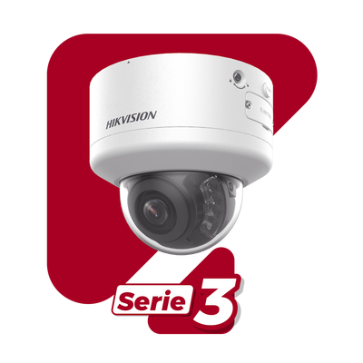 HIKVISION - Domo IP 4 Megapixel / Lente Mot. 2.7 a 13.5 mm / Dual Light (40 mts IR + 40 mts Luz Blanca  / Exterior IP66 / IK10  / Audio y Alarma I/O / PoE+ / ONVIF / Micro SD / 4 Analíticos: AcuSense, Deteccion Facial, Conteo de Personas por Cruce y Zona
