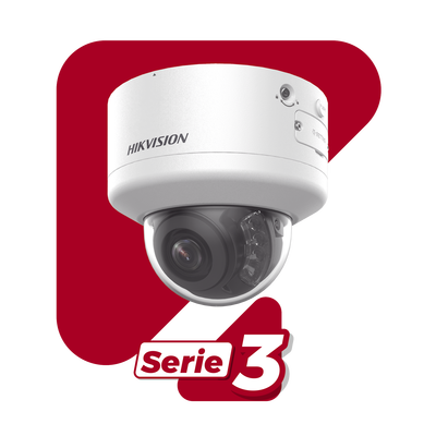 HIKVISION - Domo IP 4 Megapixel / Lente Mot. 2.7 a 13.5 mm / Dual Light (40 mts IR + 40 mts Luz Blanca  / Exterior IP66 / IK10  / Audio y Alarma I/O / PoE+ / ONVIF / Micro SD / 4 Analíticos: AcuSense, Deteccion Facial, Conteo de Personas por Cruce y Zona