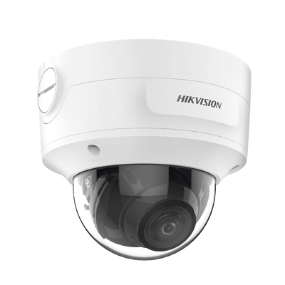 HIKVISION - Domo IP 8 Megapixel (4K) / Lente Mot. 2.7 a 13.5 mm / 40 mts IR EXIR / Exterior IP66 / IK10 / DARKFIGHTER / Audio y Alarma I/O / PoE+ / ONVIF / Micro SD / 4 Analíticos: AcuSense, Deteccion Facial, Conteo de Personas por Cruce y Zona