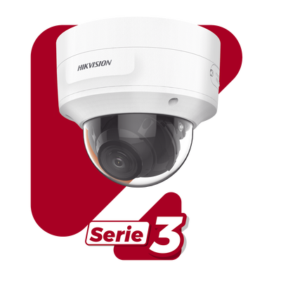 HIKVISION - Domo IP 8 Megapixel (4K) / Lente Mot. 2.7 a 13.5 mm / 40 mts IR EXIR / Exterior IP66 / IK10 / DARKFIGHTER / Audio y Alarma I/O / PoE+ / ONVIF / Micro SD / 4 Analíticos: AcuSense, Deteccion Facial, Conteo de Personas por Cruce y Zona