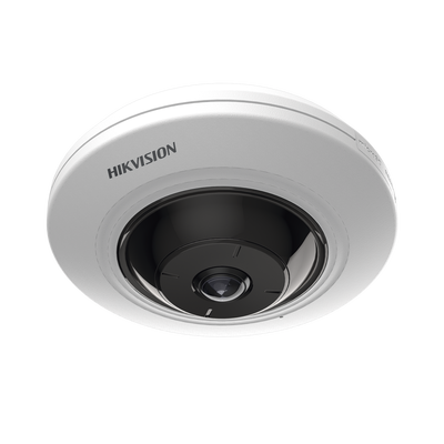 HIKVISION - Mini Fisheye IP 5 Megapixel / Panorámica 180° - 360° / 8 mts IR / Interior / PoE / HEOP / ACUSENSE / Detección Facial / Microfono Integrado