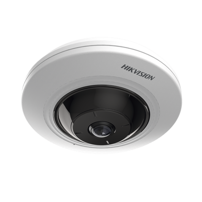 HIKVISION - Mini Fisheye IP 5 Megapixel / Panorámica 180° - 360° / 8 mts IR / Interior / PoE / HEOP / ACUSENSE / Detección Facial / Microfono Integrado