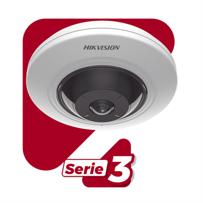 HIKVISION - Mini Fisheye IP 5 Megapixel / Panorámica 180° - 360° / 8 mts IR / Interior / PoE / HEOP / ACUSENSE / Detección Facial / Microfono Integrado
