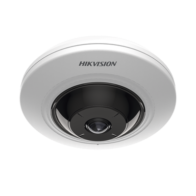 HIKVISION - Mini Fisheye IP 5 Megapixel / Panorámica 180° - 360° / 8 mts IR / Interior / PoE / HEOP / ACUSENSE / Detección Facial / Microfono Integrado