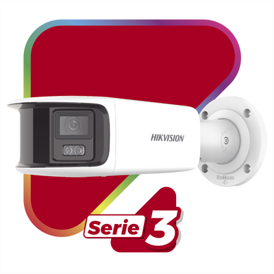 HIKVISION - [ PROTECCIÓN ACTIVA ] Bala IP Panorámica 8 Megapixel / 180° / Lente 4 mm / Imagen a Color 24/7 / PoE / WDR 130° / IP67 / ACUSENSE / Protección Activa (Luz Estroboscópica y Alarma Audible) / 40 mts Luz Blanca / MicroSD