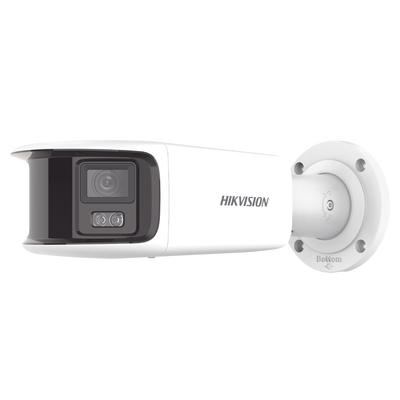 HIKVISION - [ PROTECCIÓN ACTIVA ] Bala IP Panorámica 8 Megapixel / 180° / Lente 4 mm / Imagen a Color 24/7 / PoE / WDR 130° / IP67 / ACUSENSE / Protección Activa (Luz Estroboscópica y Alarma Audible) / 40 mts Luz Blanca / MicroSD