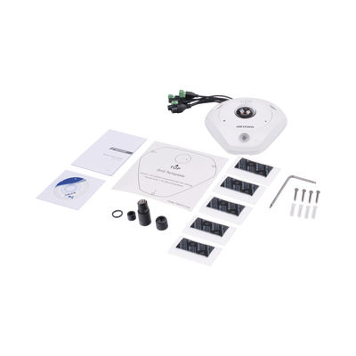 HIKVISION - Fisheye IP 6 Megapixel / 180° - 360° / DEWARPING / WDR 120 dB / Exterior IP67 / IK10 / 15 mts IR / Entrada y Salida de Audio y Alarma / Múltiples Vistas / microSD