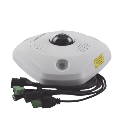 HIKVISION - Fisheye IP 12 Megapixel / 180° - 360° / DEWARPING / Exterior IP67 / IK10 / 15 mts IR / Entrada y Salida de Audio y Alarma / Múltiples Vistas / Micrófono Integrado  / microSD