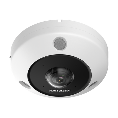 HIKVISION - Fisheye IP 12 Megapixel / 180° - 360° / Dewarping / Lente Inmervision / Heat Map / HEOP 2.0 / Conteo de Personas / IP67 / IK10 / 15 mts IR / Entrada y Salida de Audio y Alarma / Múltiples Vistas / Micrófono Integrado