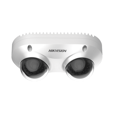 HIKVISION - PanoVu Series / Lente Dual de 4 Megapixel / 2 Lentes Fijos de 2.8 mm / Recomendado para Pasillos o Esquinas / IP67 / IK10 / PoE / WDR 120 dB / 10 mts IR / Entrada y Salida de Audio y Alarma / MicroSD
