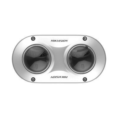 HIKVISION - PanoVu Series / Lente Dual de 4 Megapixel / 2 Lentes Fijos de 2.8 mm / Recomendado para Pasillos o Esquinas / IP67 / IK10 / PoE / WDR 120 dB / 10 mts IR / Entrada y Salida de Audio y Alarma / MicroSD