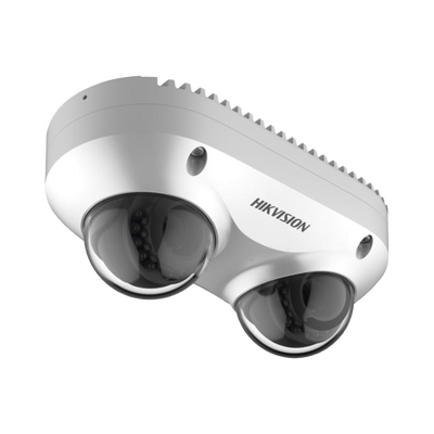 HIKVISION - PanoVu Series / Lente Dual de 4 Megapixel / 2 Lentes Fijos de 2.8 mm / Recomendado para Pasillos o Esquinas / IP67 / IK10 / PoE / WDR 120 dB / 10 mts IR / Entrada y Salida de Audio y Alarma / MicroSD